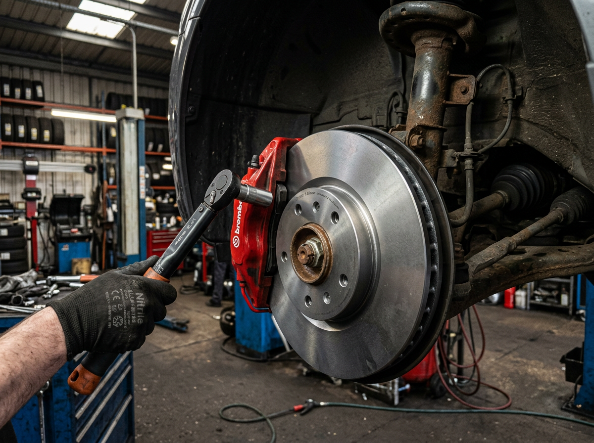 Brake disc and pad replacement in the Chorley workshop